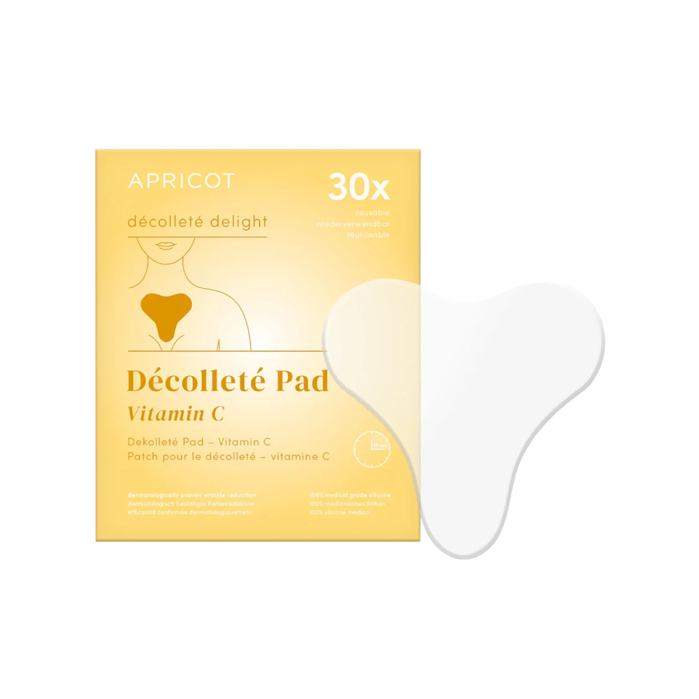 Liberté je decolleté! APRICOT Décolleté Delight met effectief Vitamine C, een anti-verouderingspad dat is gemaakt van pure medische siliconen. Gebruik de siliconen pad elke nacht voor het beste resultaat. Je kan de silicone pad gemakkelijk reinigen en met goede verzorging tot wel 30 keer hergebruiken. De huid wordt soepeler naarmate het vaker wordt gebruikt. Het is klinisch bewezen dat deze beautypad je rimpels verminderd. APRICOT gebruikt minimale ingrediënten voor een maximaal effect.