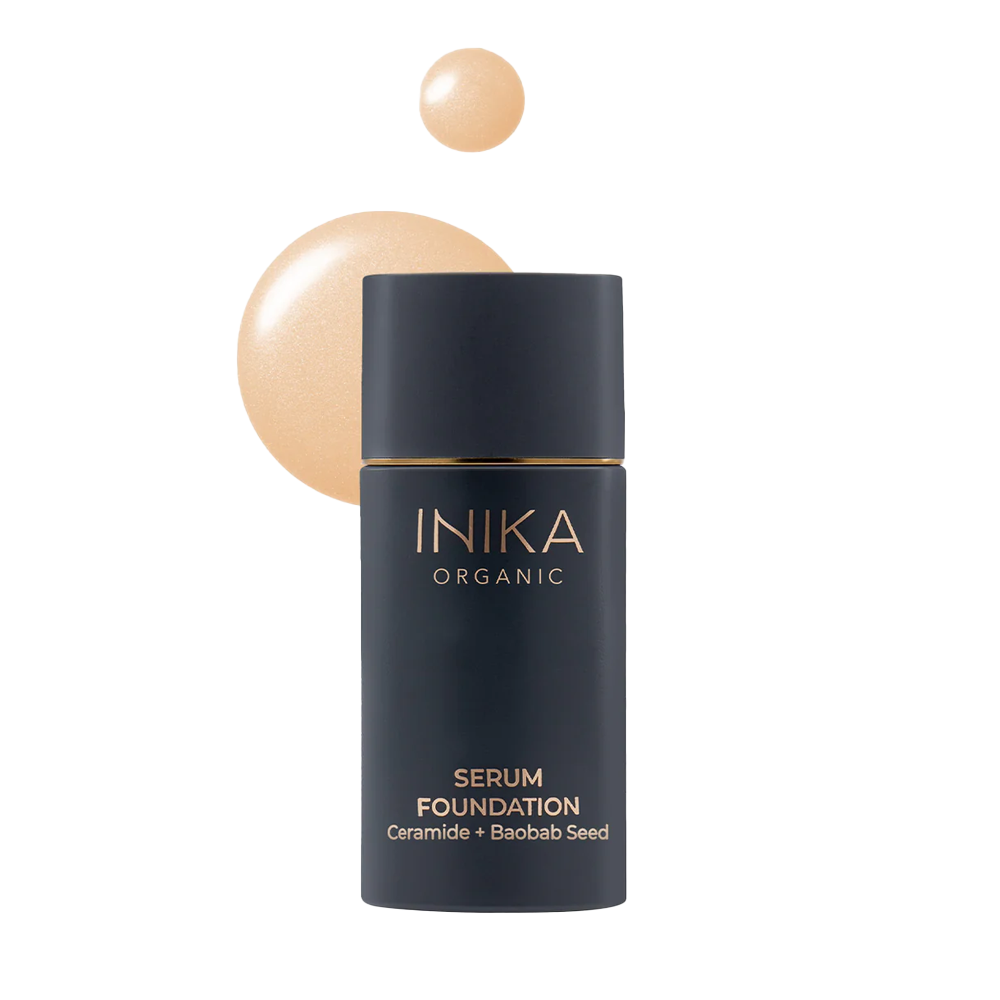 Inika Organic Serum Foundation, volledig vegan met ceramide en baobab seed in de #kleur_bold