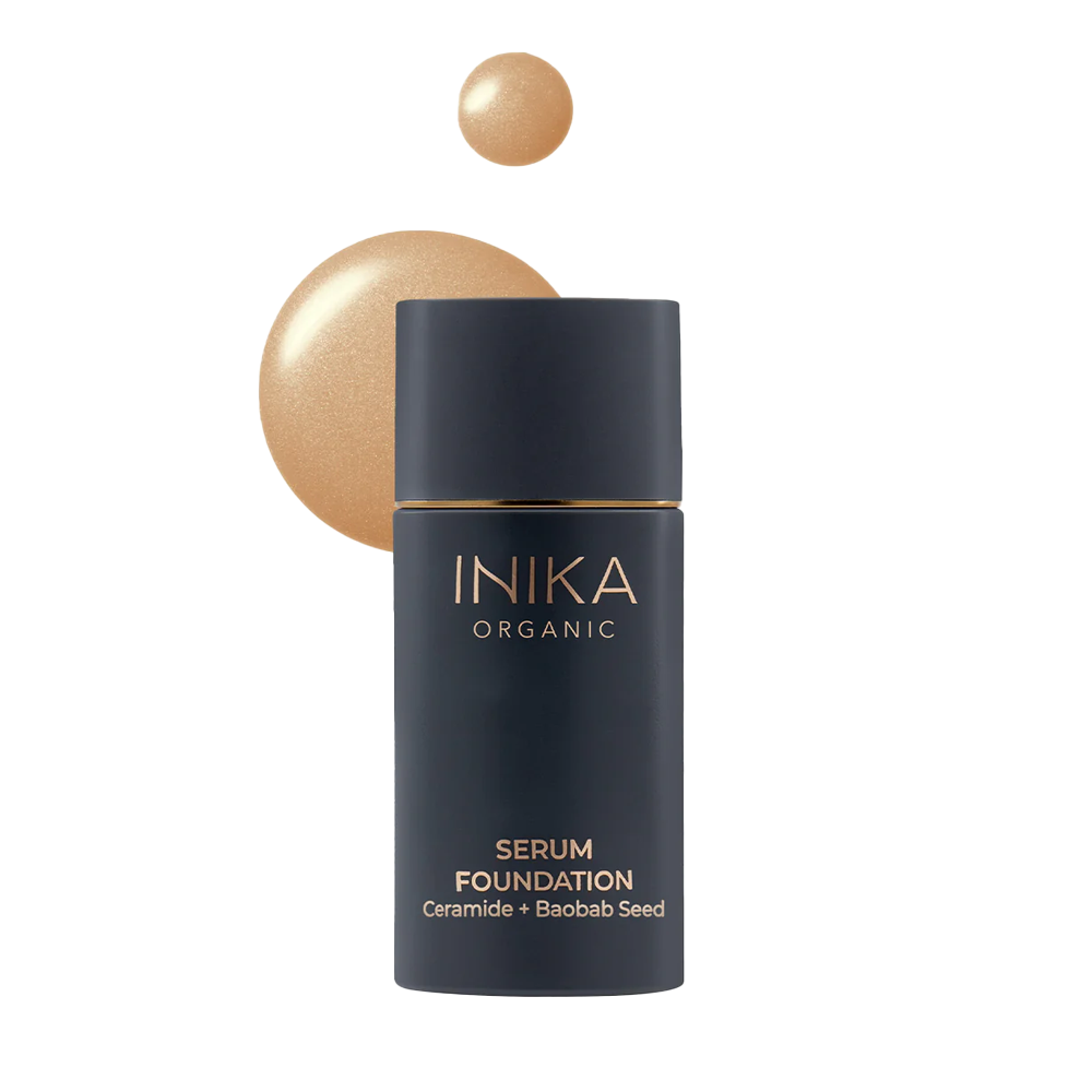 Inika Organic Serum Foundation, volledig vegan met ceramide en baobab seed in de #kleur_daring
