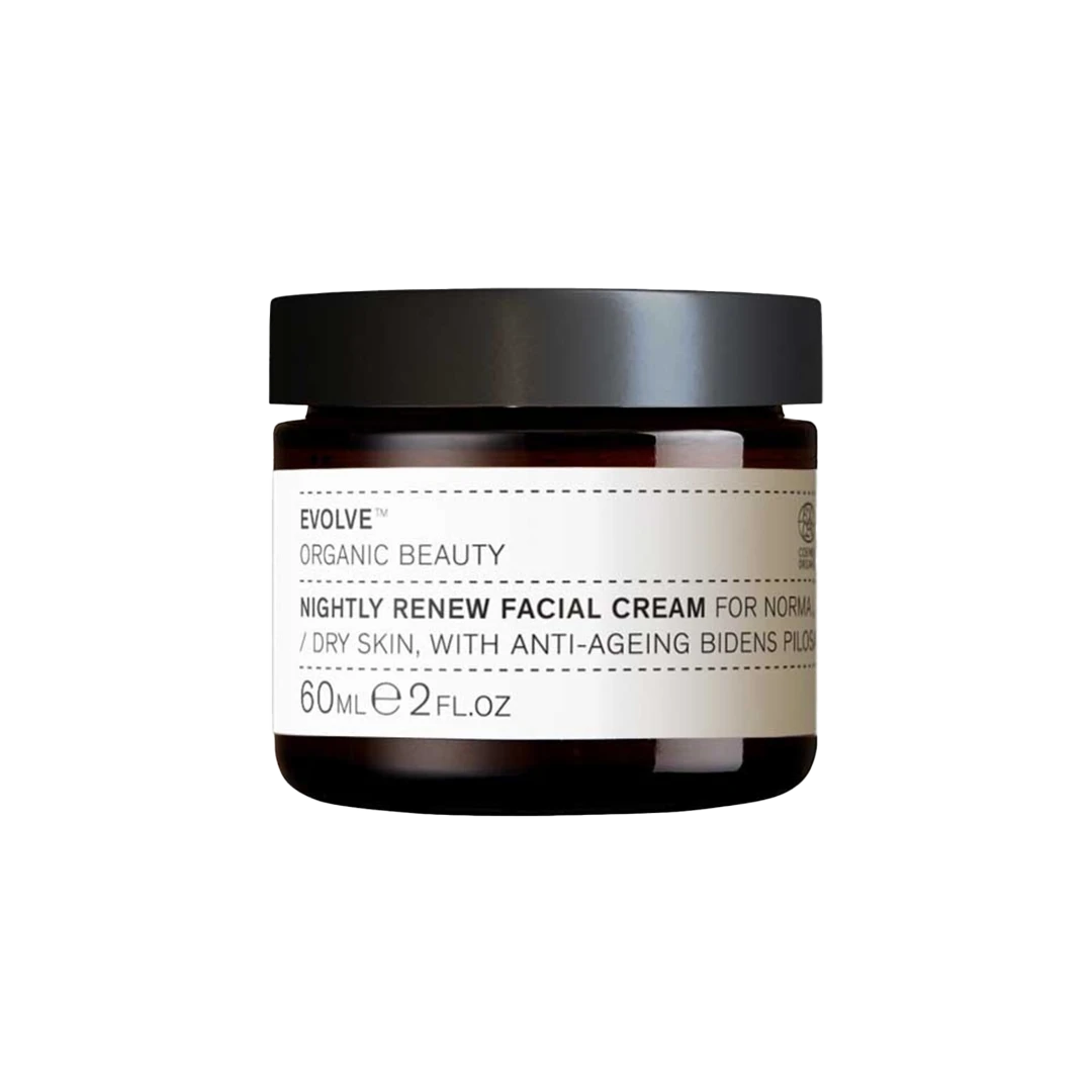 Evolve Beauty’s Nightly Renew Facial Cream is jouw huidverwenner voor de nacht. Een rijke nachtcrème met anti-aging bidens pilosa, hyaluronzuur en pioenextract.