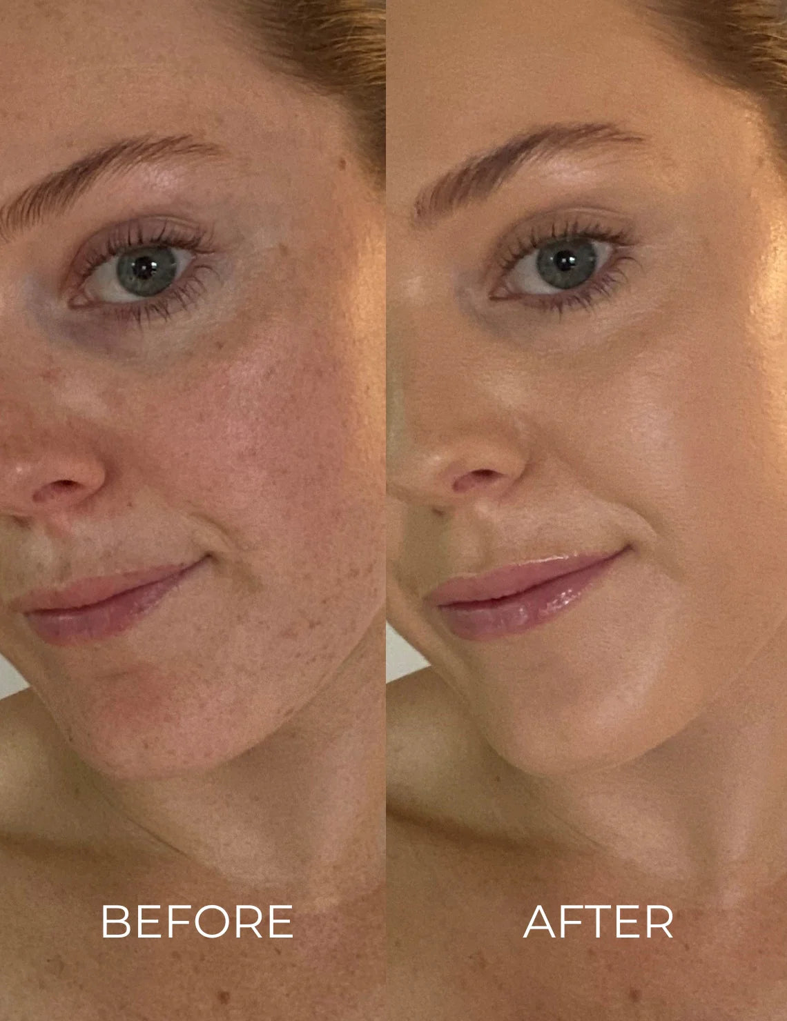 INIKA Organic Serum foundation voor en na voorbeelden