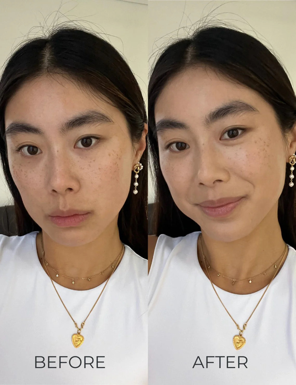 INIKA Organic Serum foundation before and after voorbeelden