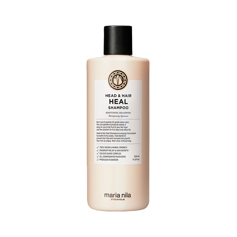 Maria Nila Head & Hair Heal Shampoo is een kalmerende haargroei-stimulerende shampoo. Aloë Vera-extract en Piroctone Olamine voorkomt en behandelt hoofdhuidproblemen. De ingrediënten stimuleren de haarzakjes voor een versnelde haargroei en voorkomen haaruitval.