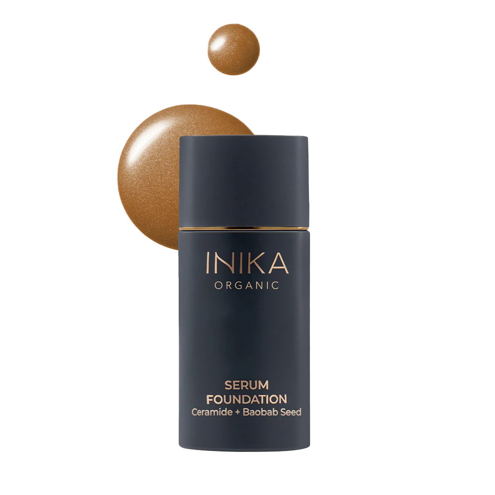 Inika Organic Serum Foundation, volledig vegan met ceramide en baobab seed in de #kleur_radiant