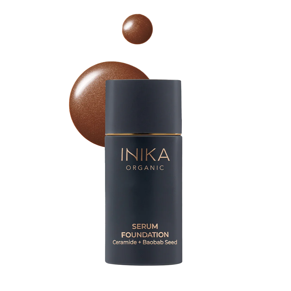 Inika Organic Serum Foundation, volledig vegan met ceramide en baobab seed in de #kleur_vivid