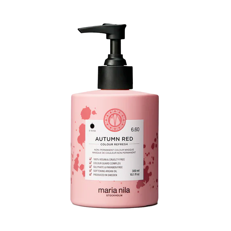 Rood kleurmasker, extra voedende kleurshampoo van Maria Nila Autumn Red Colour Refresh 300ml bij Vegan Beauty. 